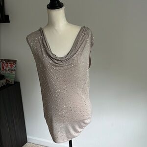 Draped Tan Sleeveless Tank Top